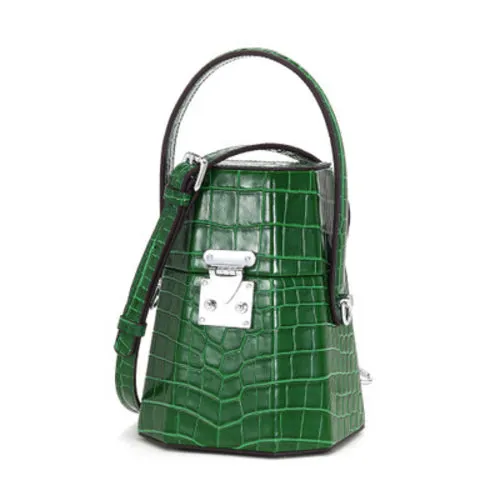 Trapezoidal Leather Box Tote Bag