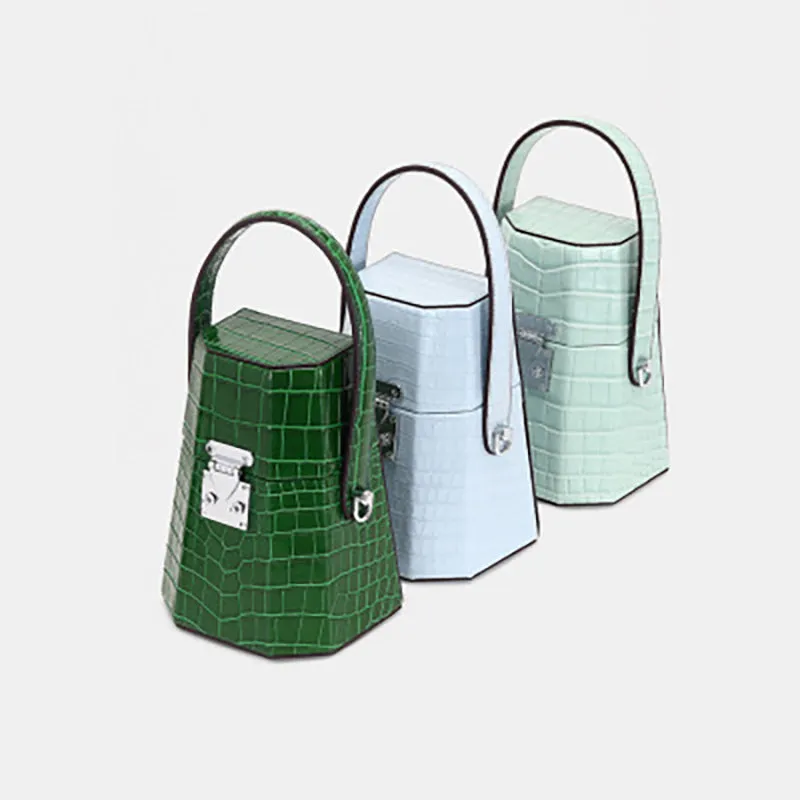 Trapezoidal Leather Box Tote Bag
