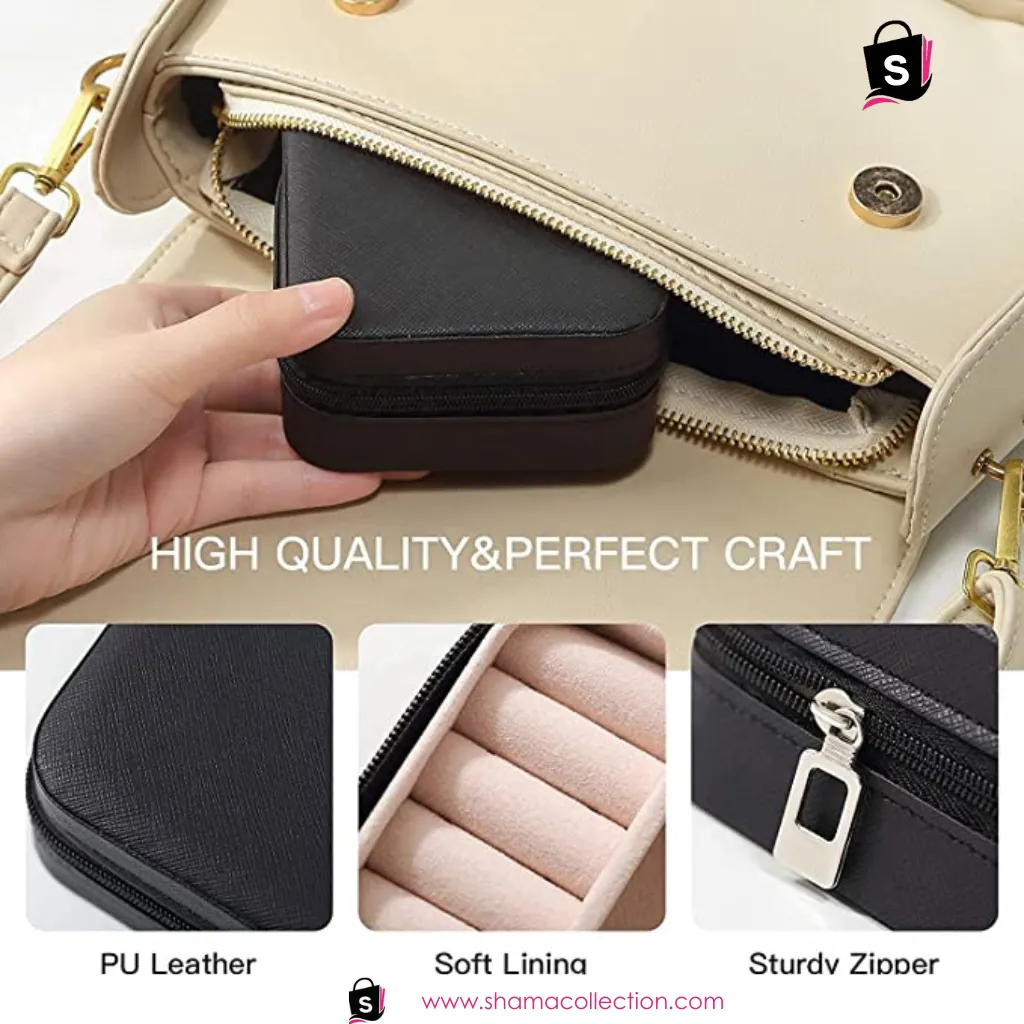 Travel Jewellery Organizer – Stylish Portable PU Leather Case for Rings, Earrings, Necklaces, etc.