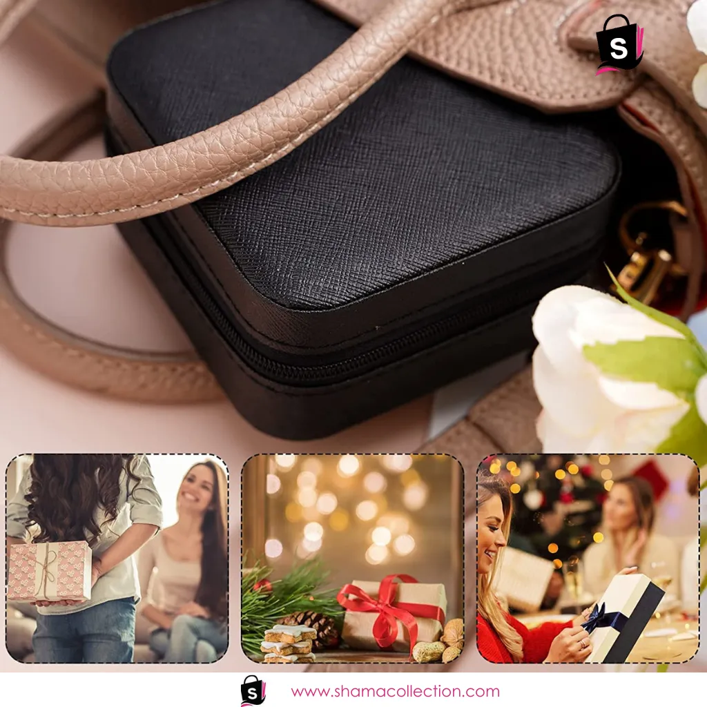 Travel Jewellery Organizer – Stylish Portable PU Leather Case for Rings, Earrings, Necklaces, etc.