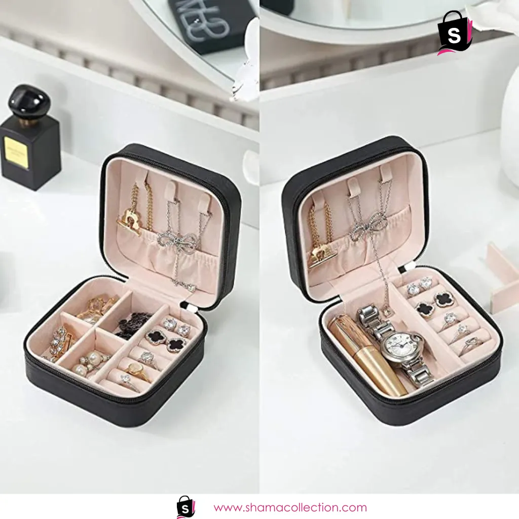 Travel Jewellery Organizer – Stylish Portable PU Leather Case for Rings, Earrings, Necklaces, etc.
