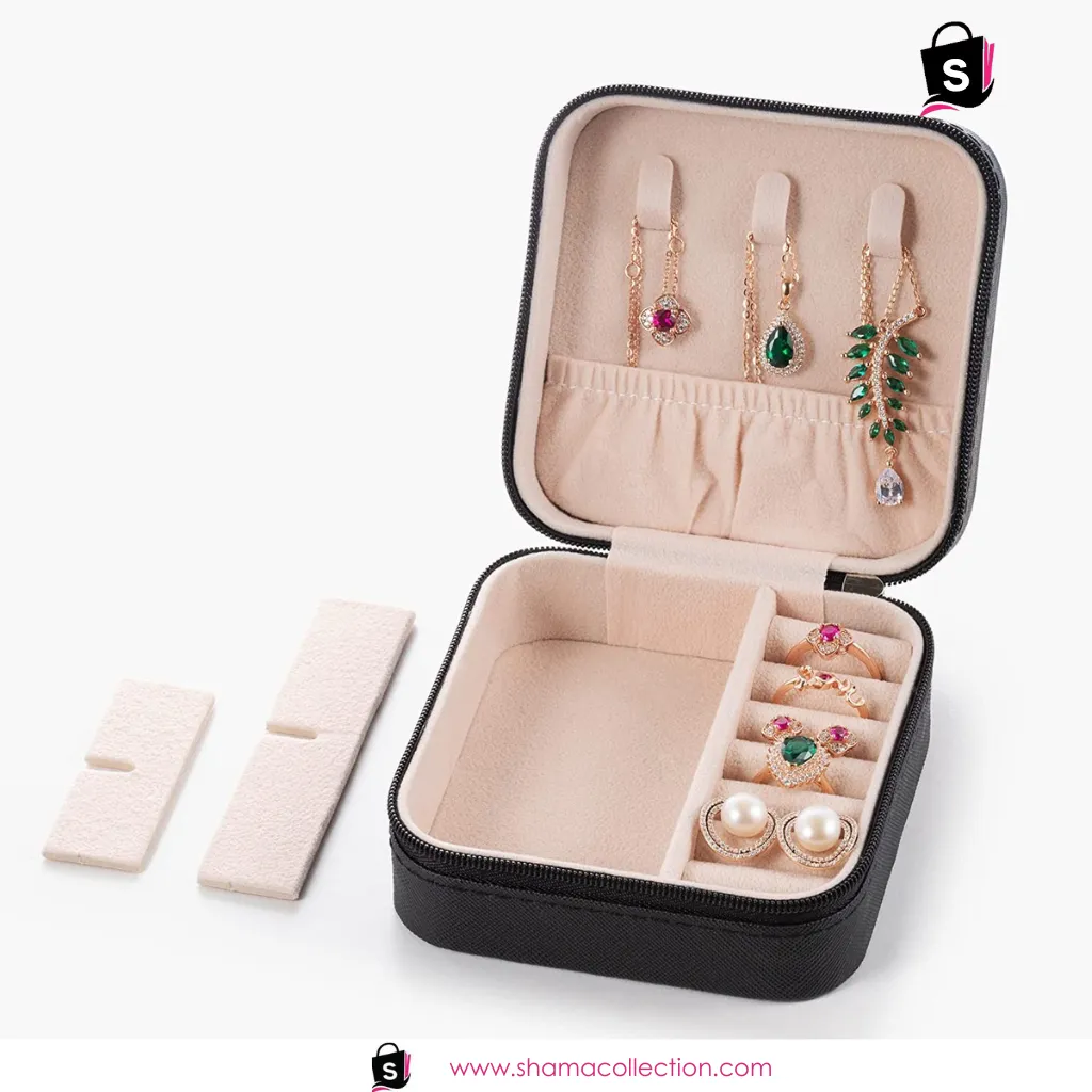 Travel Jewellery Organizer – Stylish Portable PU Leather Case for Rings, Earrings, Necklaces, etc.