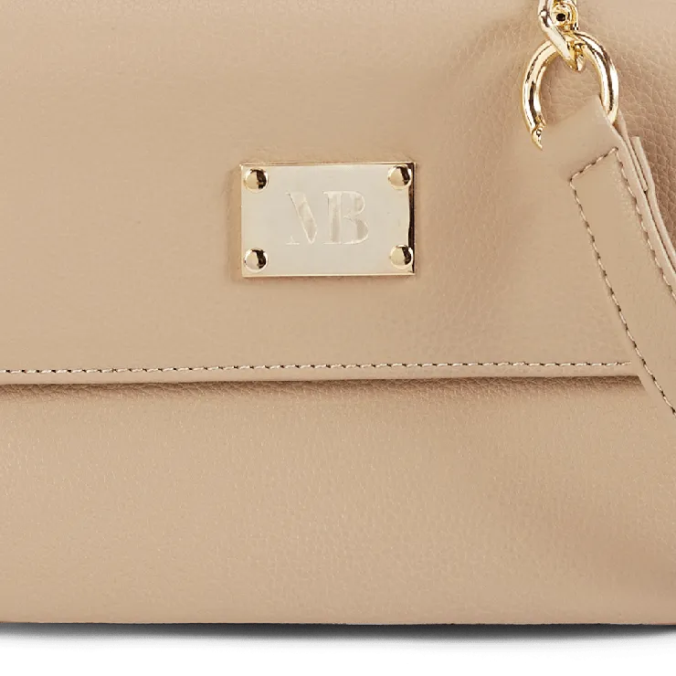 Trudy Vegan Leather Crossbody Clutch Bag | Beige