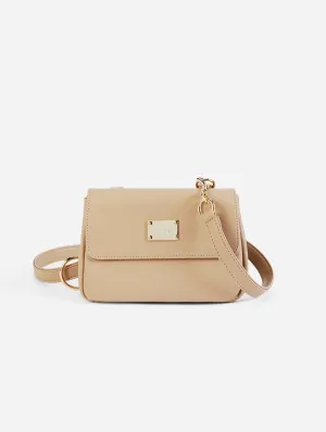Trudy Vegan Leather Crossbody Clutch Bag | Beige