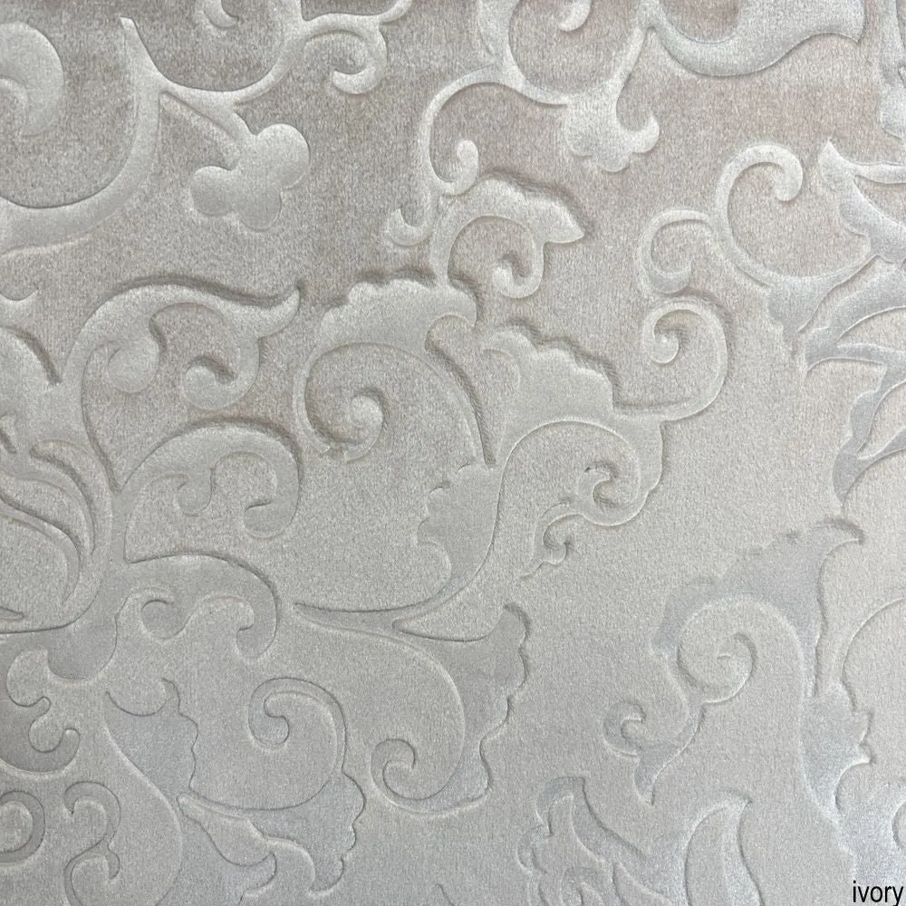Vails Brocade Velvet Fabric, 72 Inch in Width Ideal Embossed Material for Home Decor