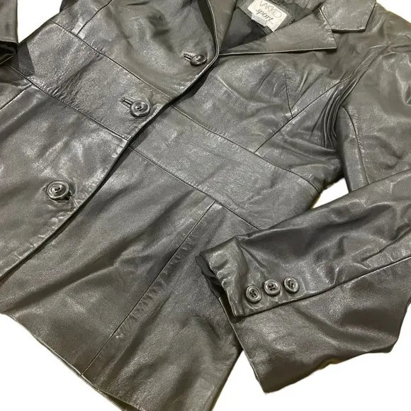 Vakko Sport Black Leather Jacket Size L