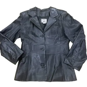 Vakko Sport Black Leather Jacket Size L