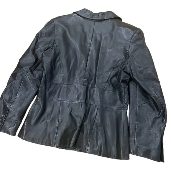 Vakko Sport Black Leather Jacket Size L