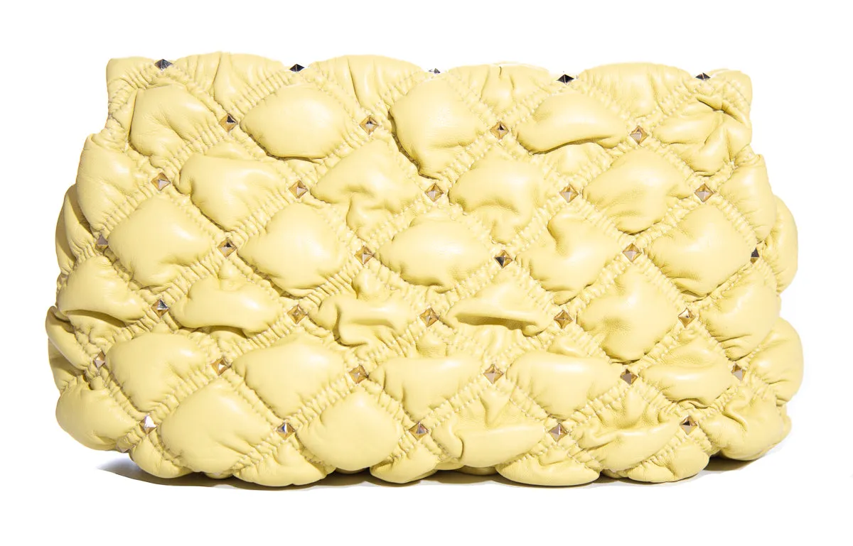 Valentino Citron Spikeme Lambskin Clutch Bag