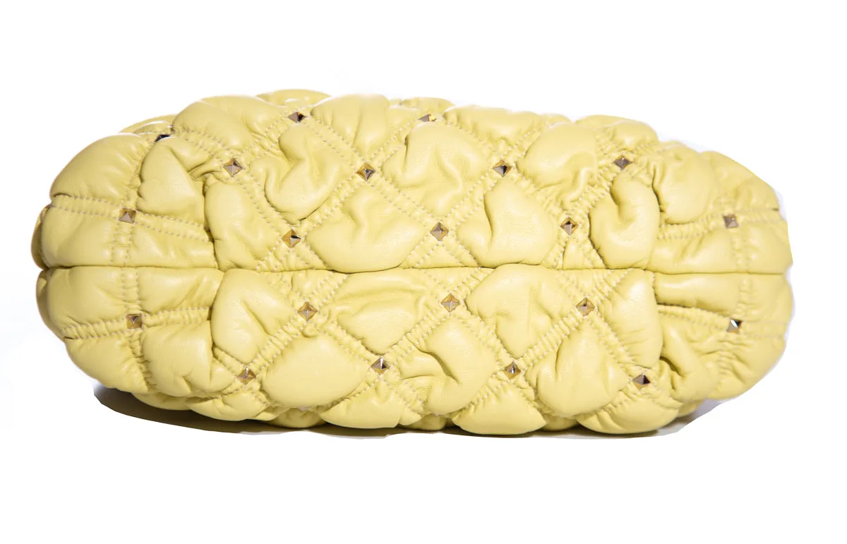 Valentino Citron Spikeme Lambskin Clutch Bag