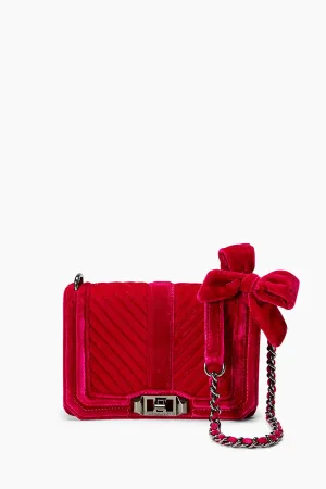 Velvet Chevron Quilted Small Love Crossbody