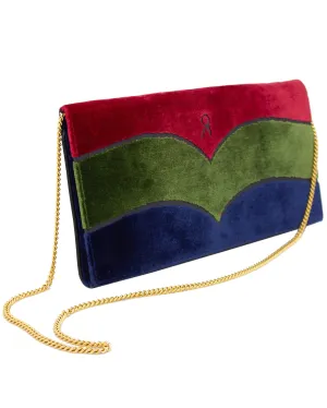 Velvet Colour Block Clutch