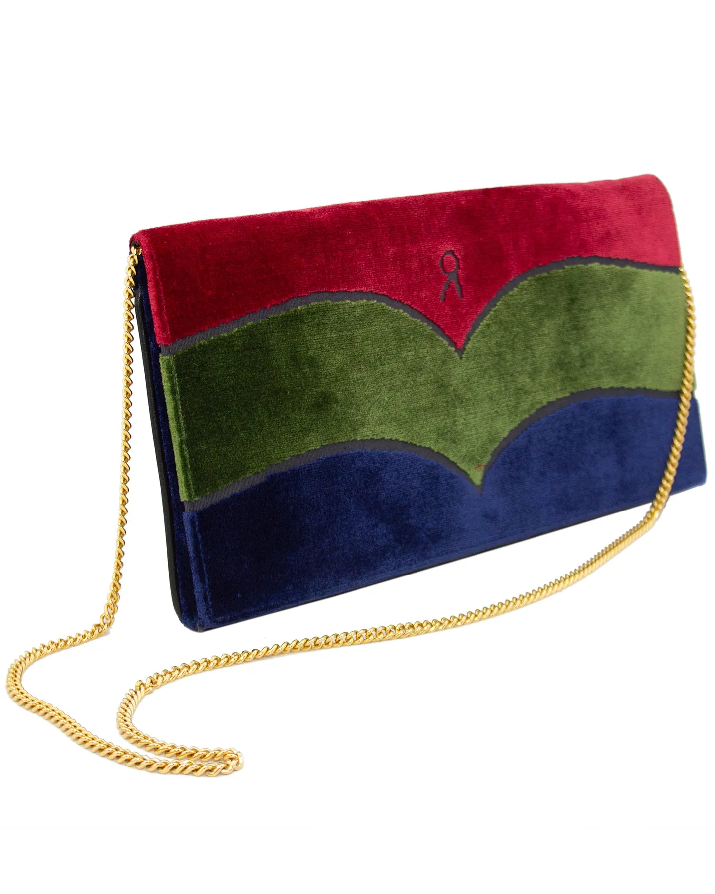 Velvet Colour Block Clutch