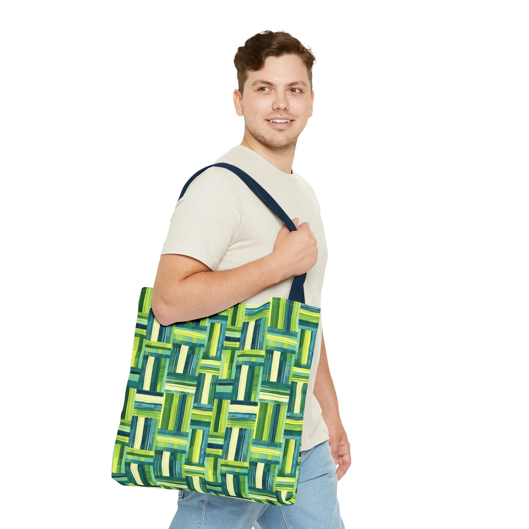 Verdant Green Basketweave Tote Bag - Weave a Little Green Magic into Your Day! Available in 3 sizes.