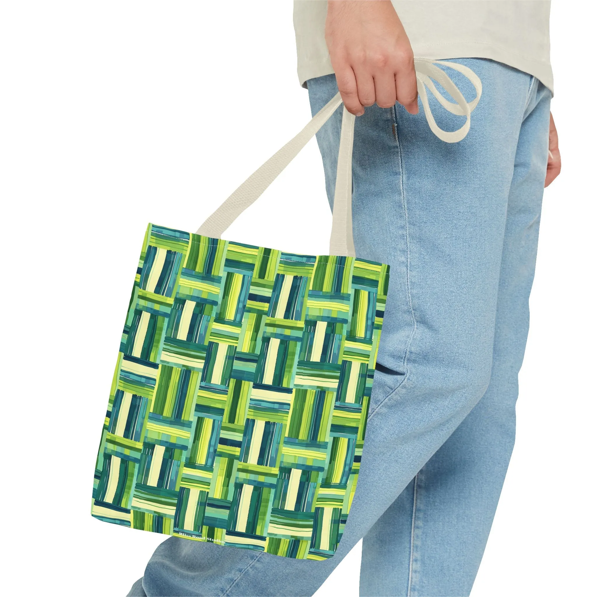 Verdant Green Basketweave Tote Bag - Weave a Little Green Magic into Your Day! Available in 3 sizes.