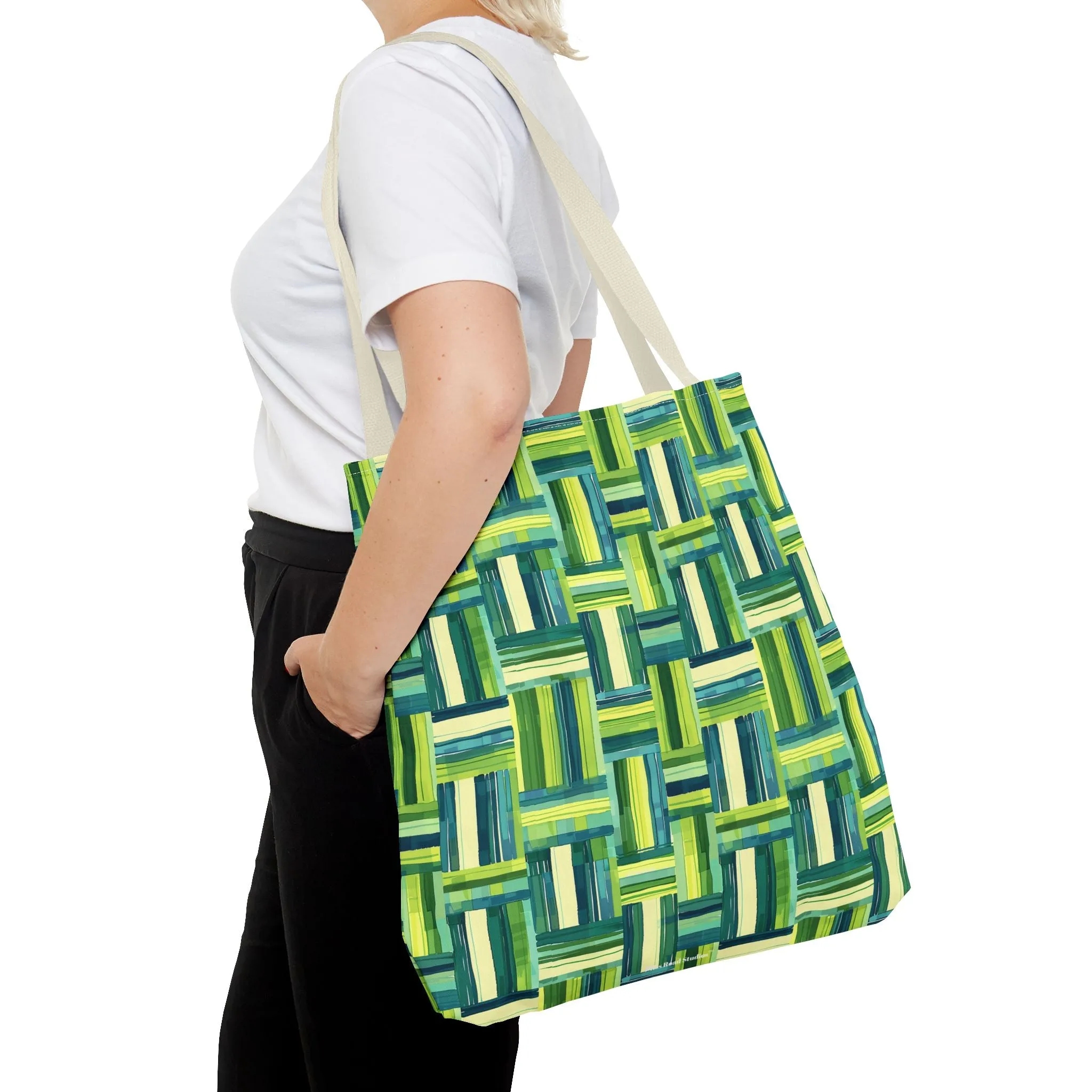 Verdant Green Basketweave Tote Bag - Weave a Little Green Magic into Your Day! Available in 3 sizes.