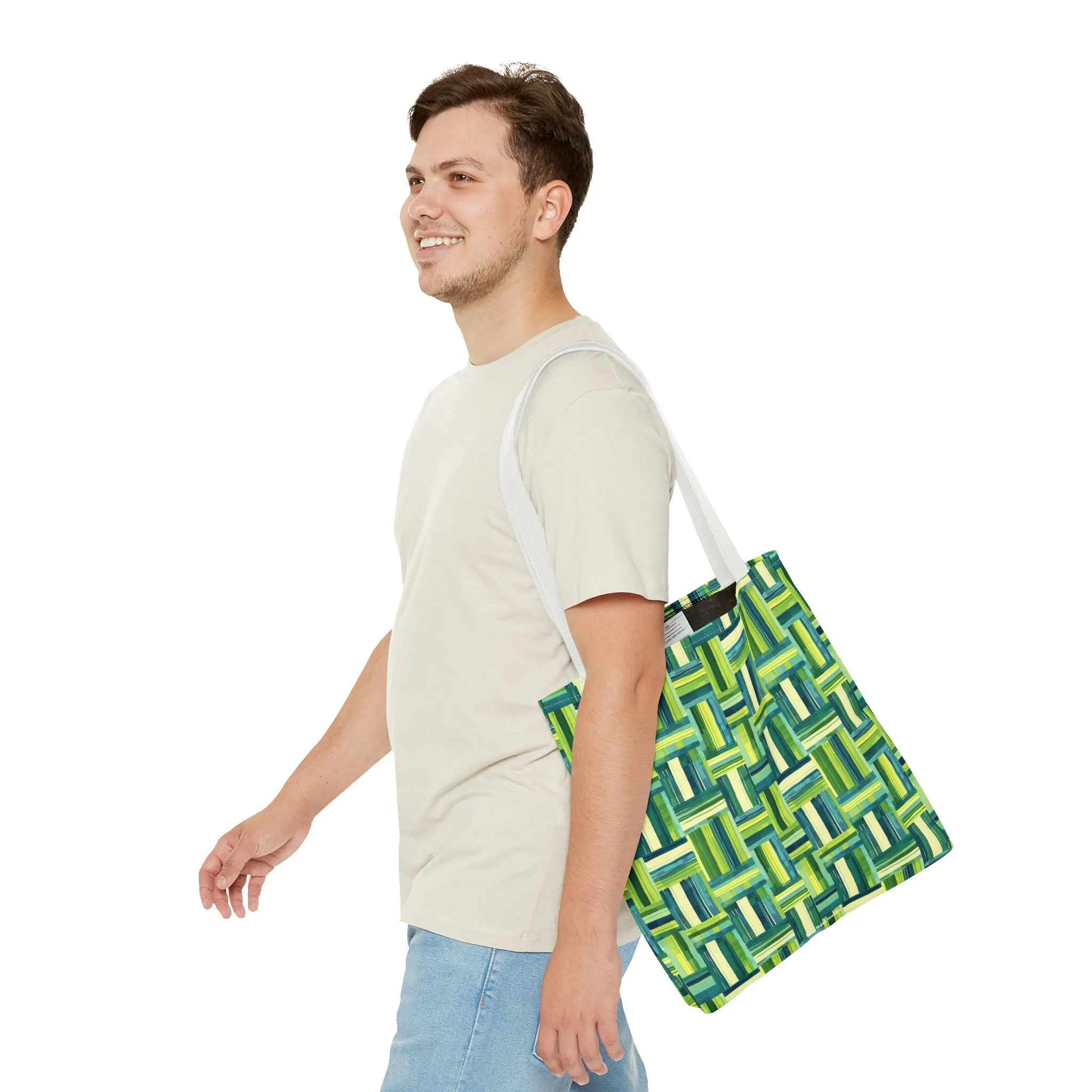 Verdant Green Basketweave Tote Bag - Weave a Little Green Magic into Your Day! Available in 3 sizes.