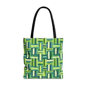 Verdant Green Basketweave Tote Bag - Weave a Little Green Magic into Your Day! Available in 3 sizes.