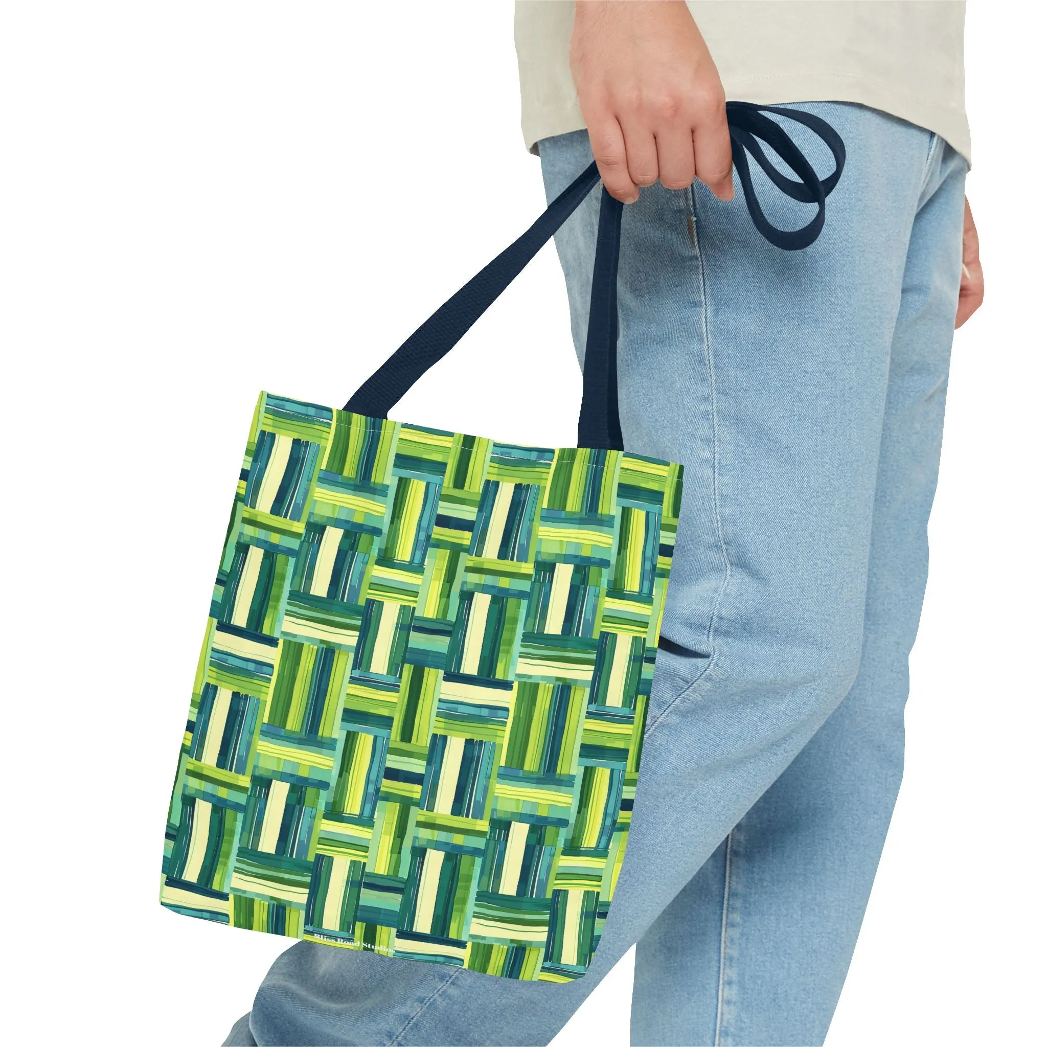 Verdant Green Basketweave Tote Bag - Weave a Little Green Magic into Your Day! Available in 3 sizes.