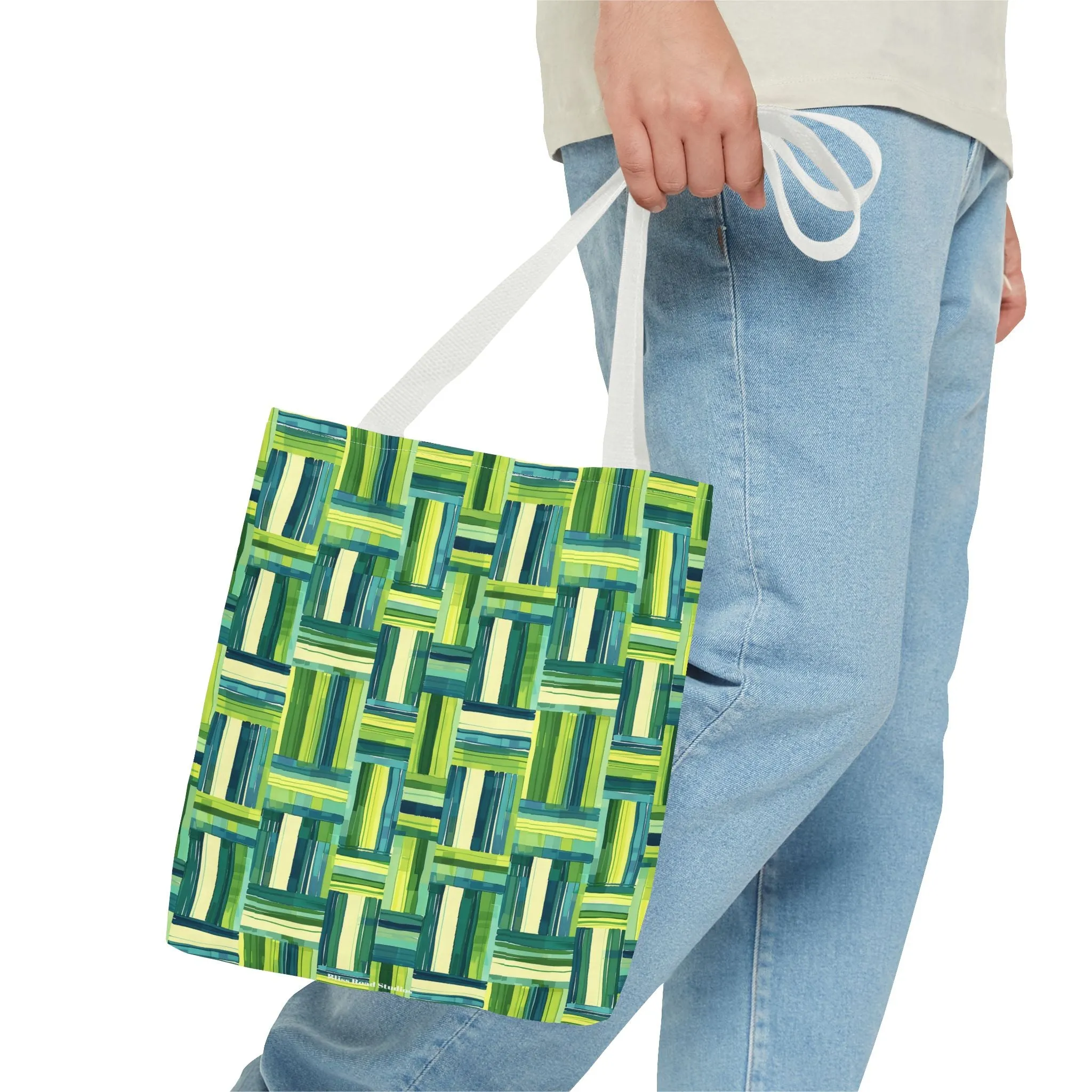 Verdant Green Basketweave Tote Bag - Weave a Little Green Magic into Your Day! Available in 3 sizes.