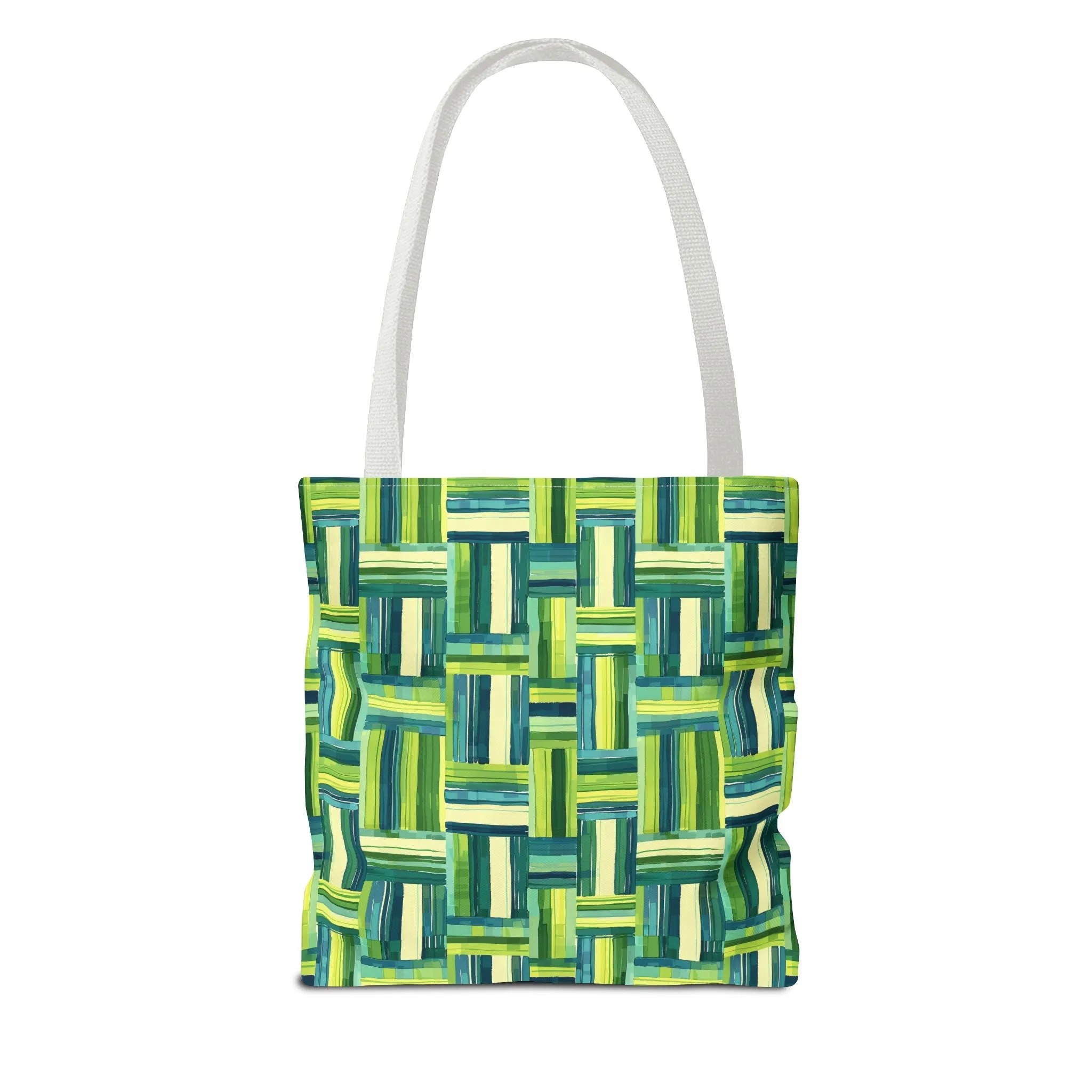 Verdant Green Basketweave Tote Bag - Weave a Little Green Magic into Your Day! Available in 3 sizes.