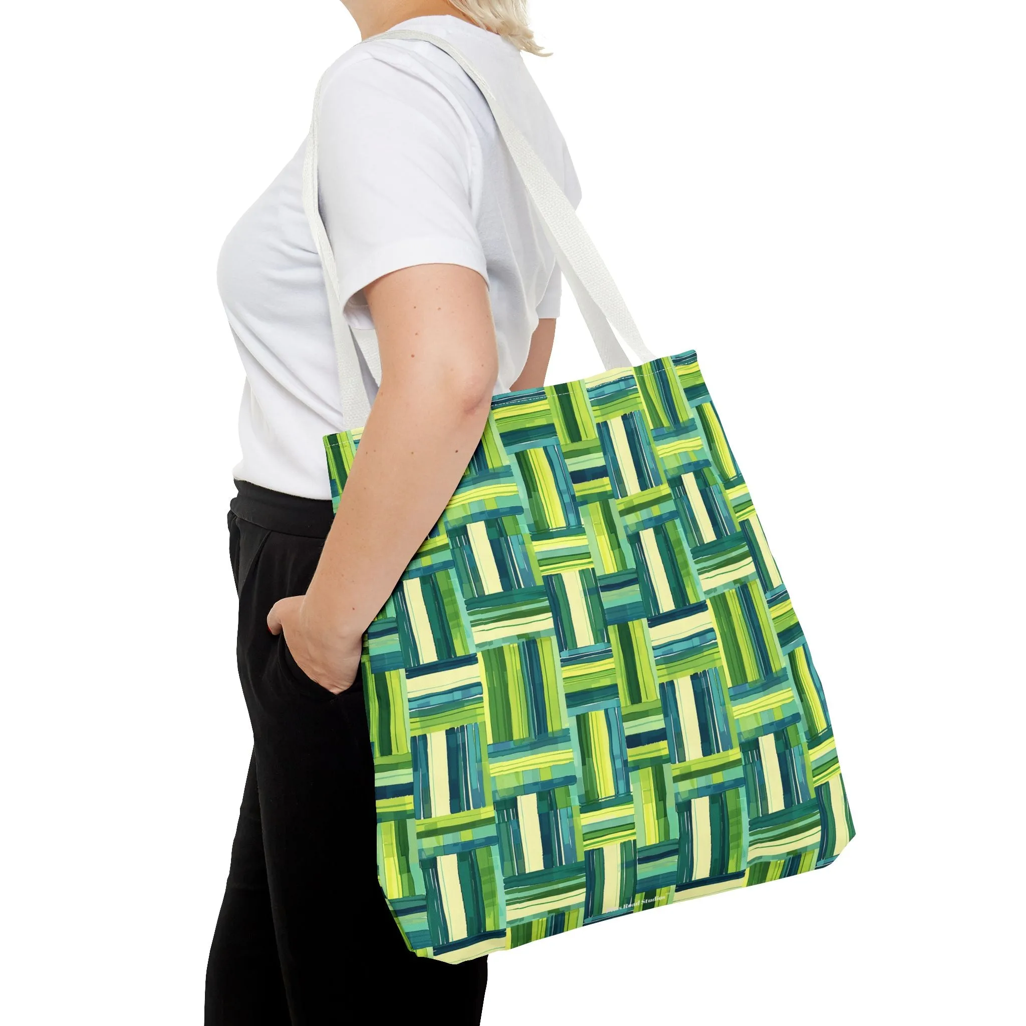 Verdant Green Basketweave Tote Bag - Weave a Little Green Magic into Your Day! Available in 3 sizes.