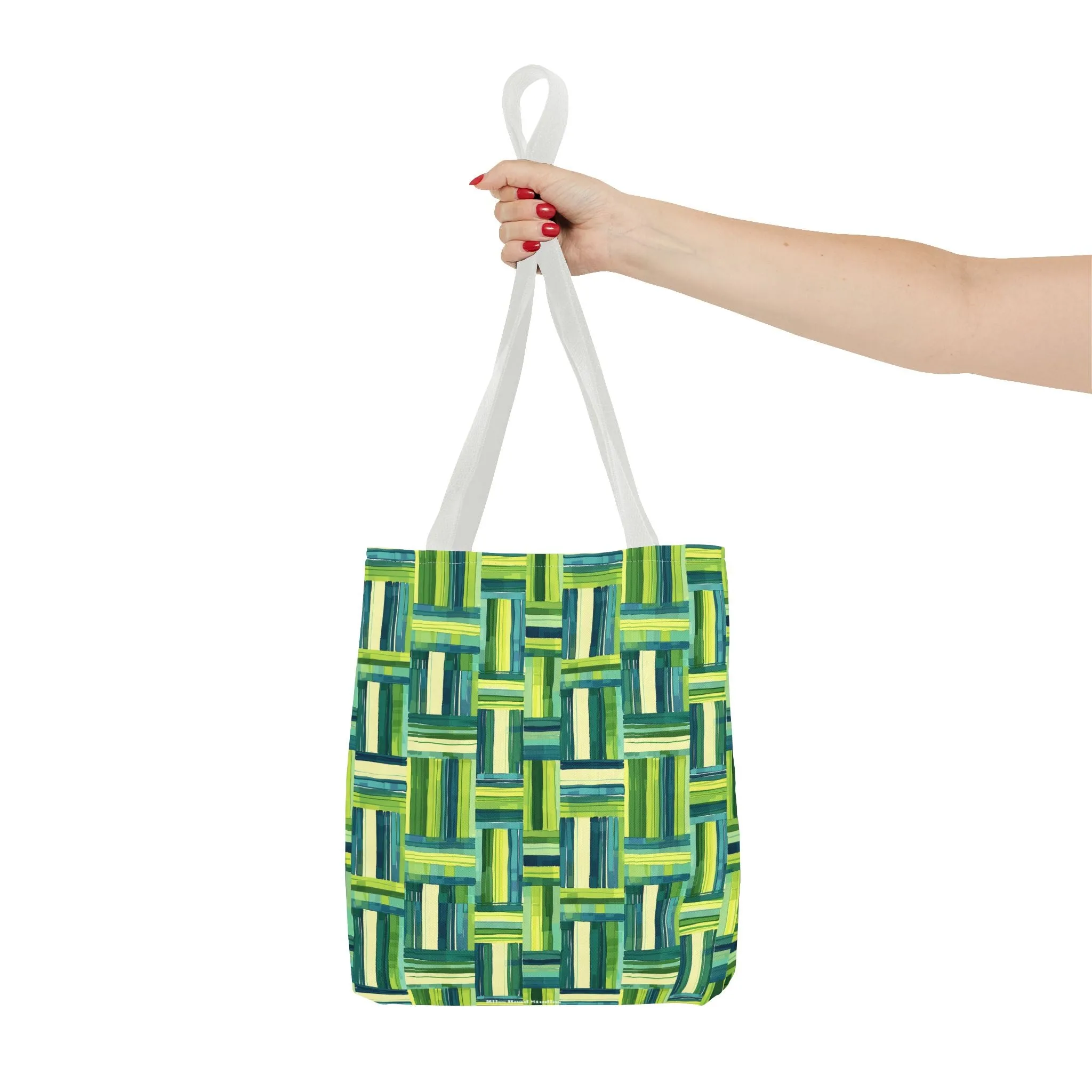 Verdant Green Basketweave Tote Bag - Weave a Little Green Magic into Your Day! Available in 3 sizes.