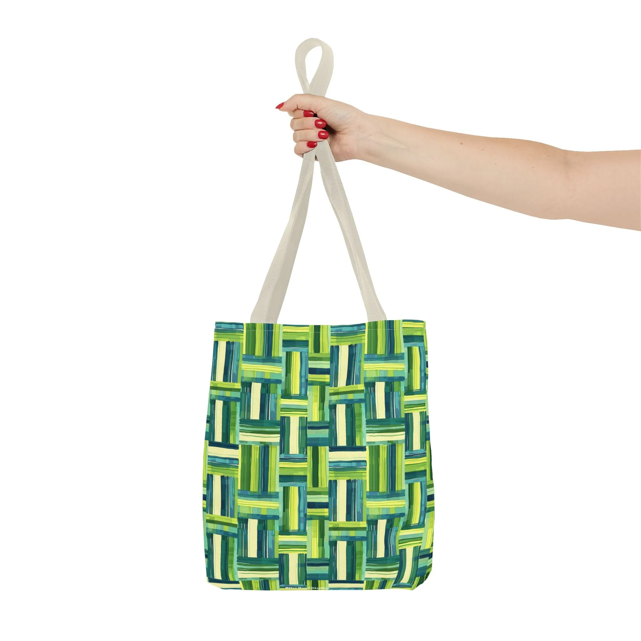 Verdant Green Basketweave Tote Bag - Weave a Little Green Magic into Your Day! Available in 3 sizes.