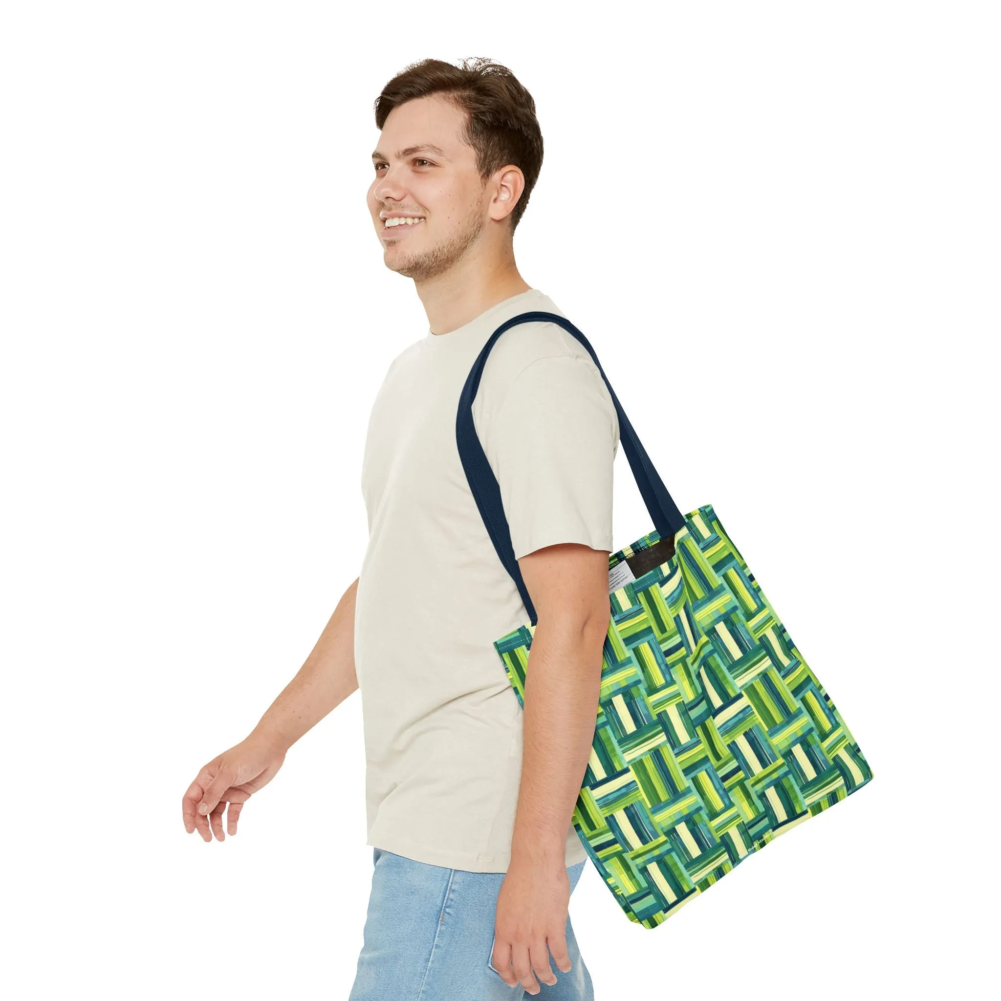 Verdant Green Basketweave Tote Bag - Weave a Little Green Magic into Your Day! Available in 3 sizes.