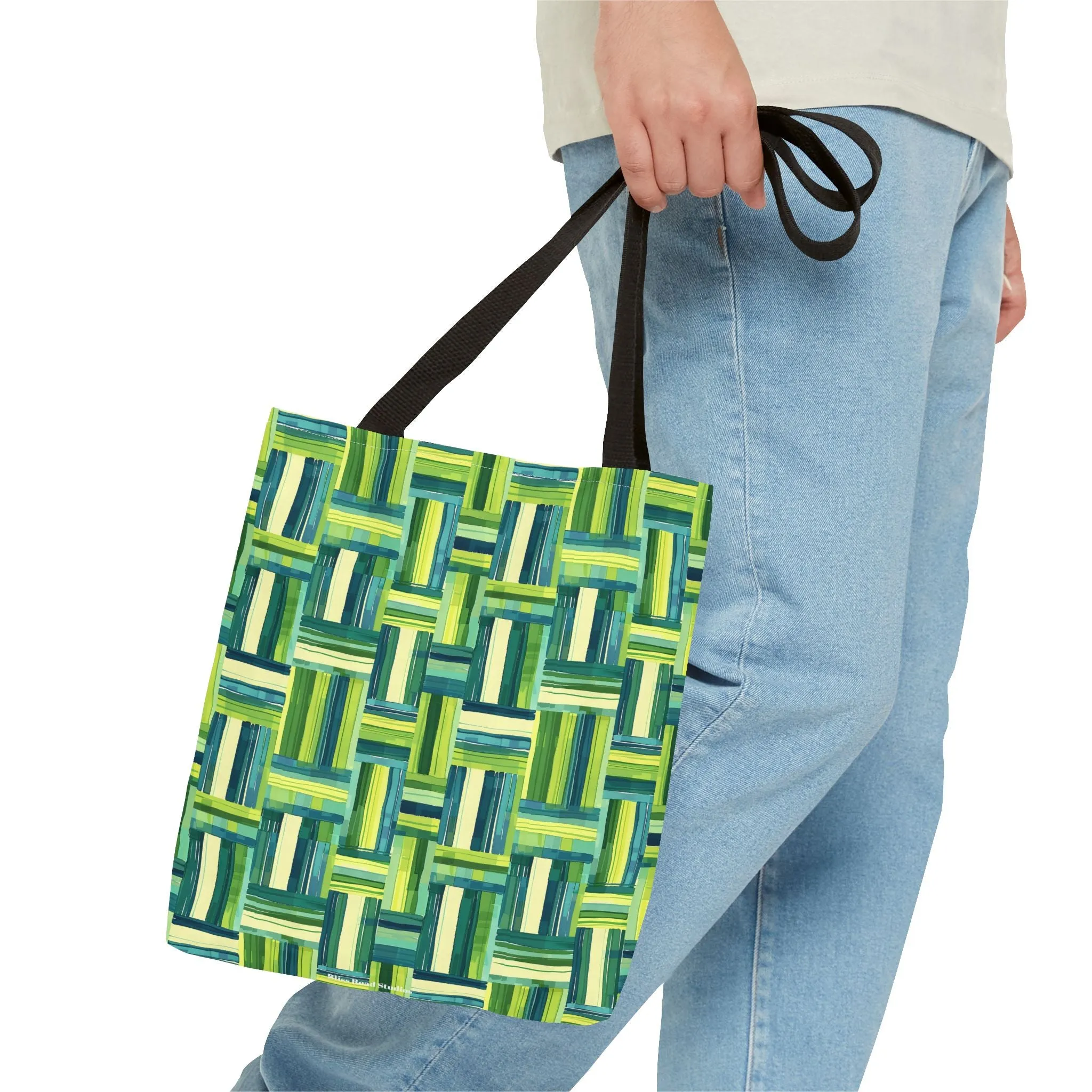 Verdant Green Basketweave Tote Bag - Weave a Little Green Magic into Your Day! Available in 3 sizes.