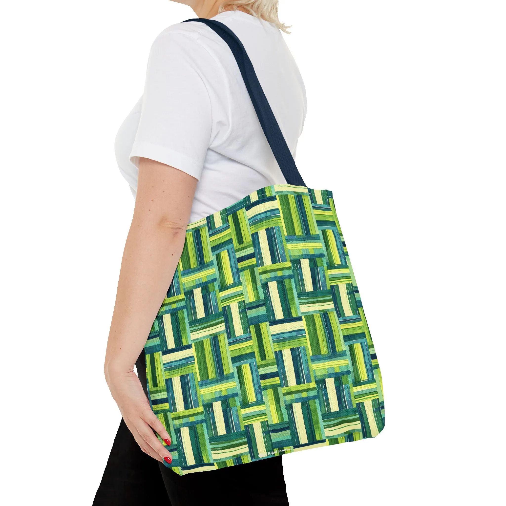 Verdant Green Basketweave Tote Bag - Weave a Little Green Magic into Your Day! Available in 3 sizes.