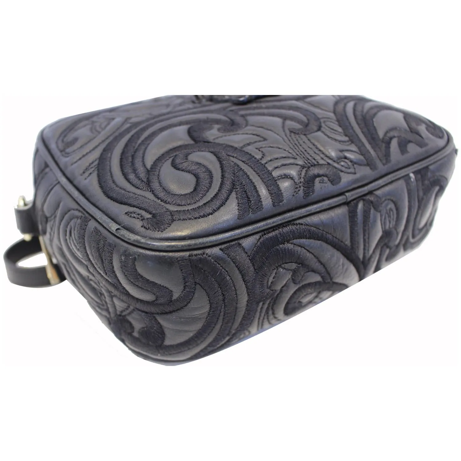 VERSACE Embroidered Baroque Shoulder Bag Black