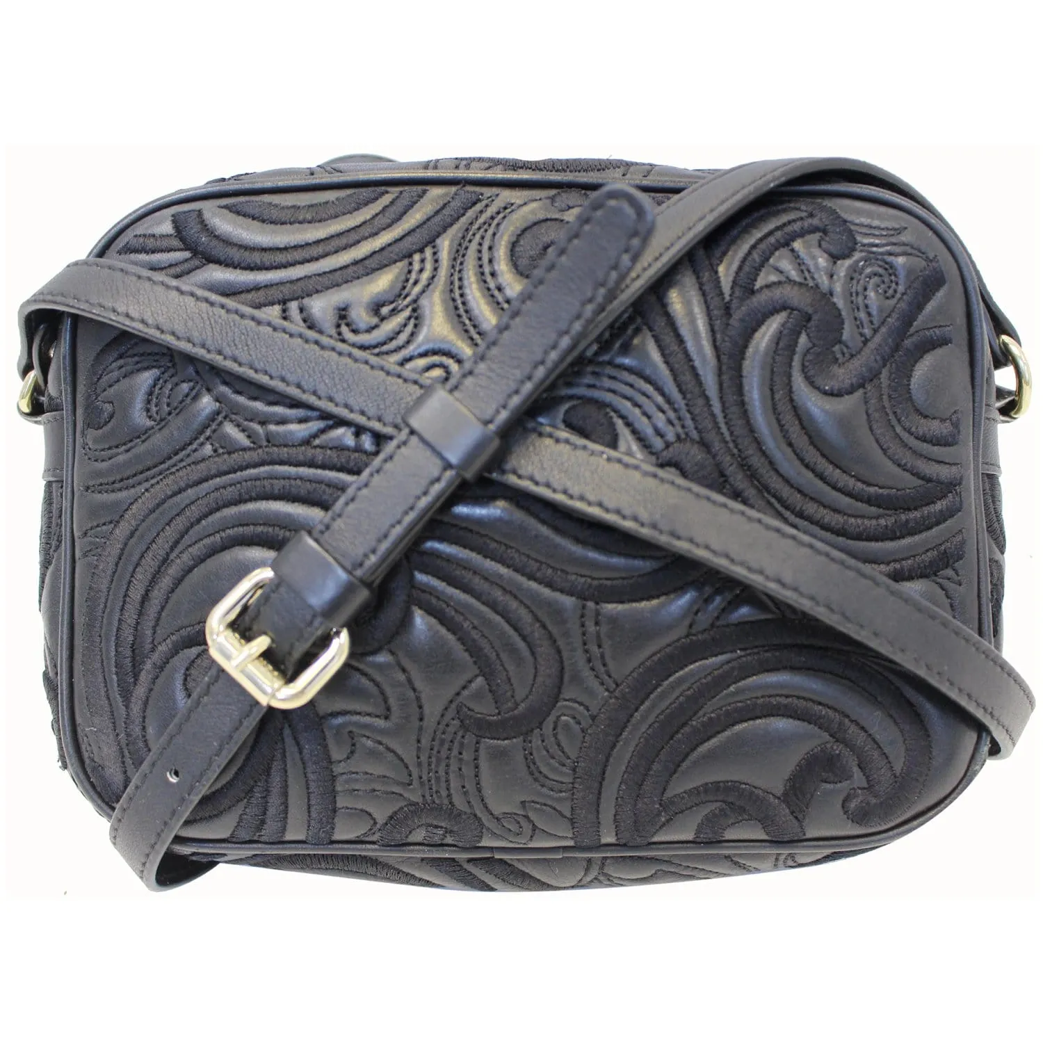 VERSACE Embroidered Baroque Shoulder Bag Black