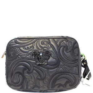 VERSACE Embroidered Baroque Shoulder Bag Black