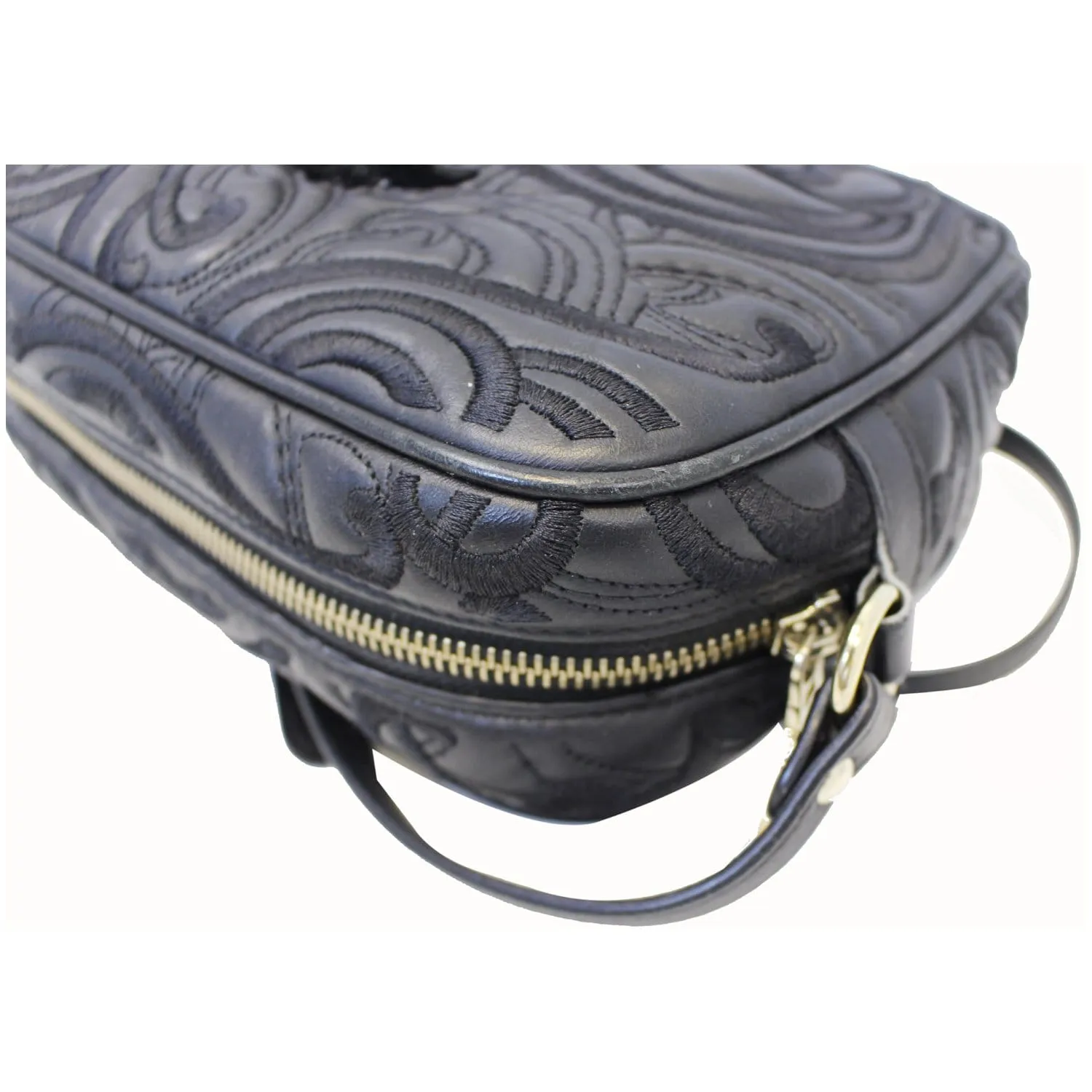 VERSACE Embroidered Baroque Shoulder Bag Black