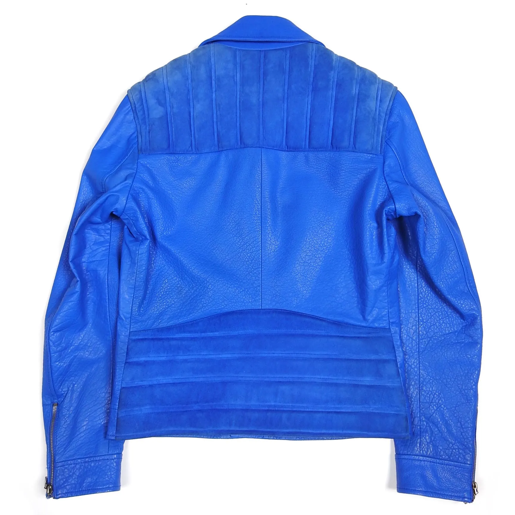 Versace Jeans Blue Leather Biker Jacket Size 48