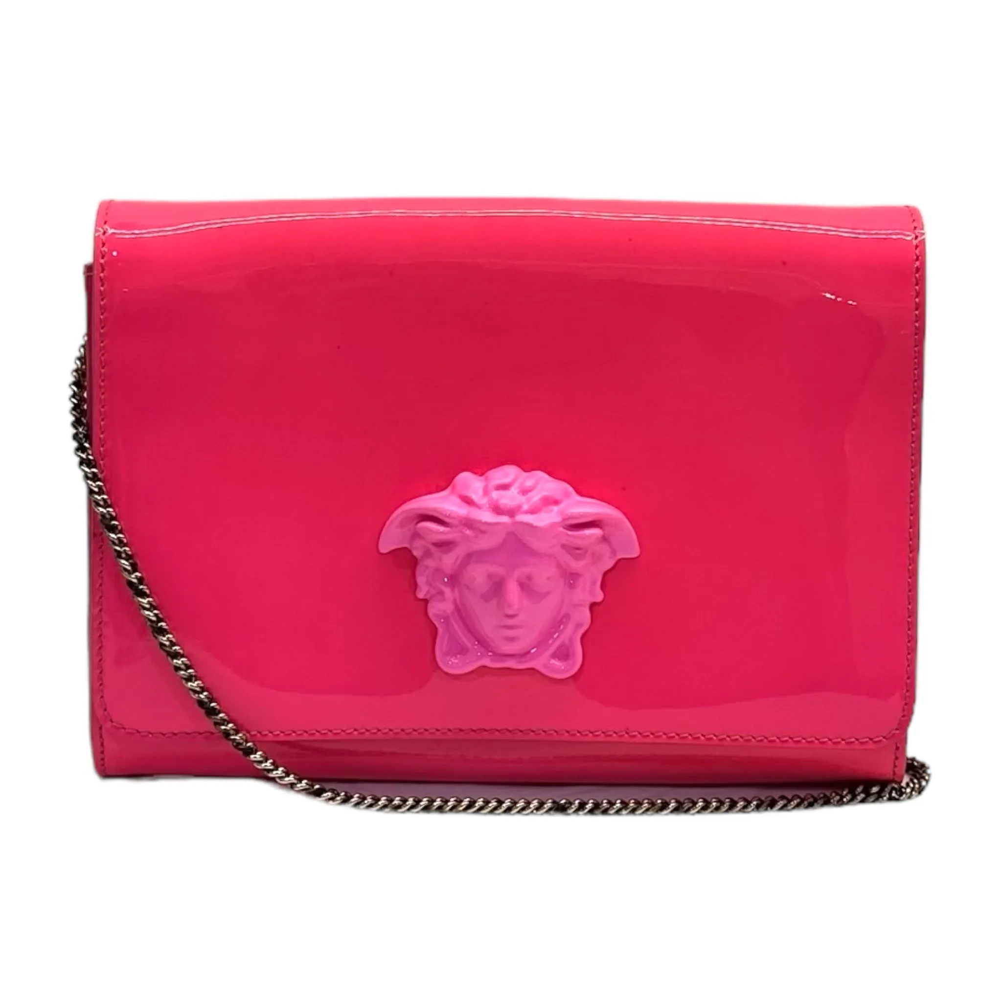 Versace Patent Palazzo Medusa Chain Evening Bag