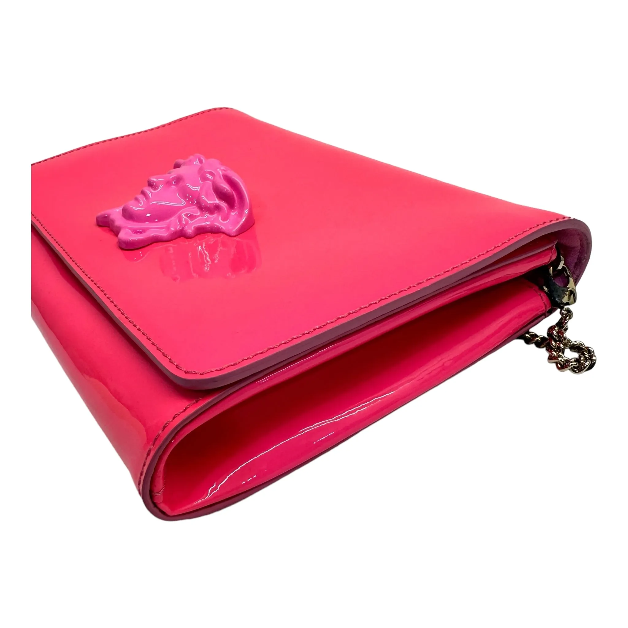 Versace Patent Palazzo Medusa Chain Evening Bag