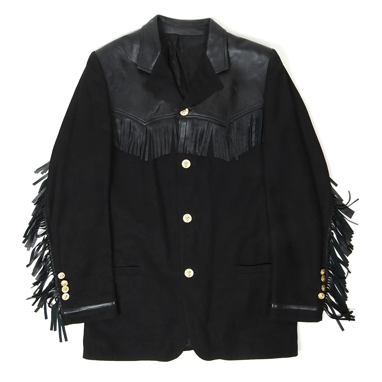 Versus Versace Leather Fringed Blazer Size 50