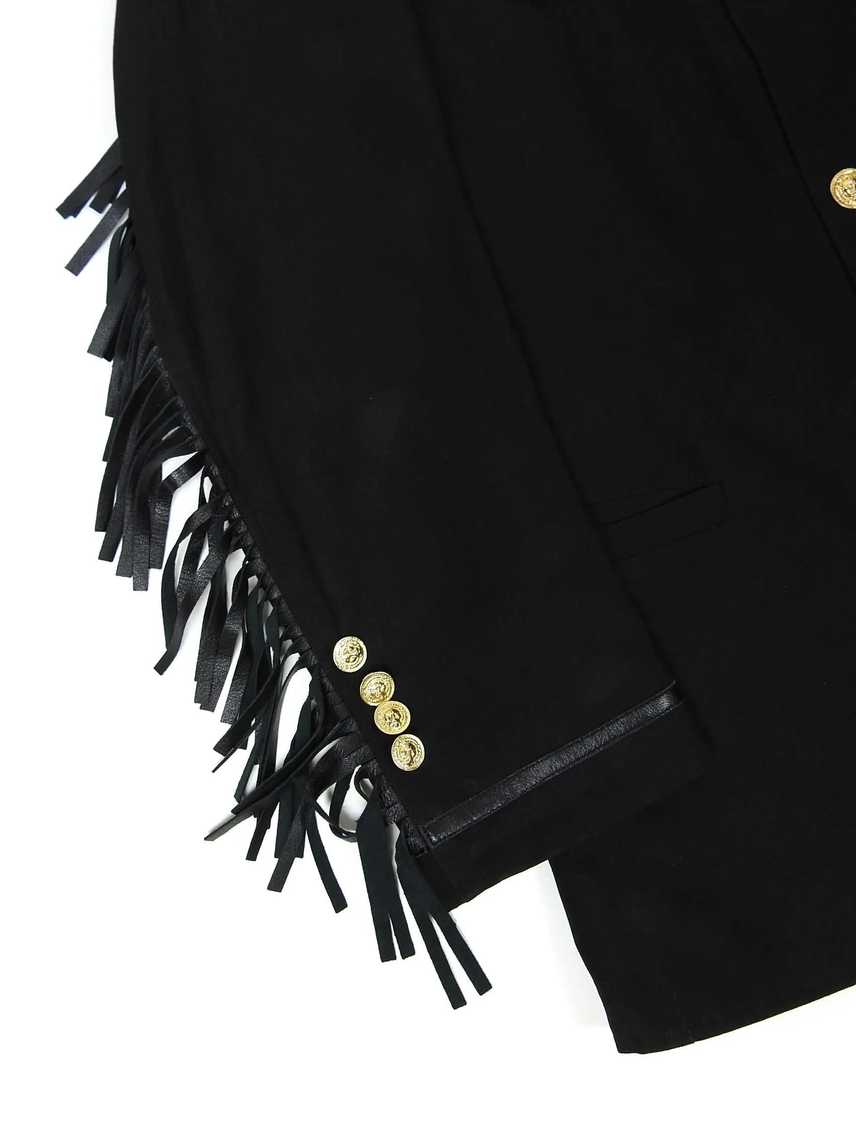 Versus Versace Leather Fringed Blazer Size 50