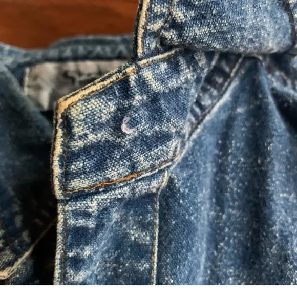 Vintage Acid Denim Wash Embellished Western Skirt and Shirt