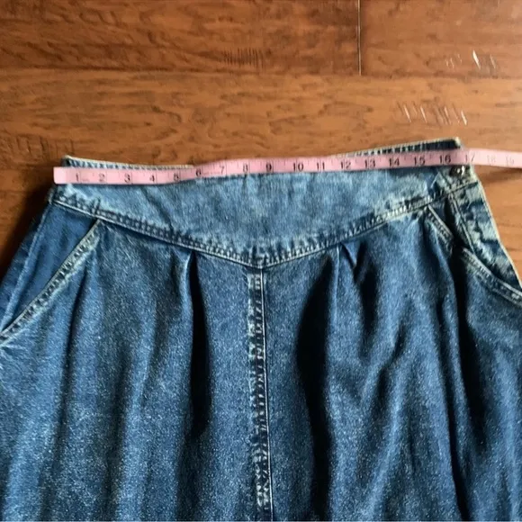 Vintage Acid Denim Wash Embellished Western Skirt and Shirt