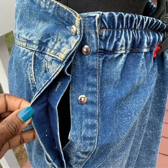 Vintage Acid Denim Wash Embellished Western Skirt and Shirt