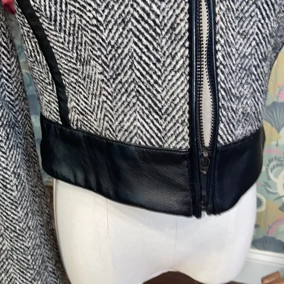 Vintage Alberto Makali leather trimmed wool cropped jacket Sz 4