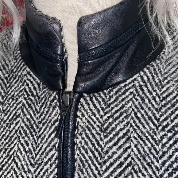 Vintage Alberto Makali leather trimmed wool cropped jacket Sz 4