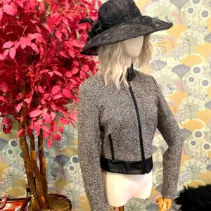 Vintage Alberto Makali leather trimmed wool cropped jacket Sz 4
