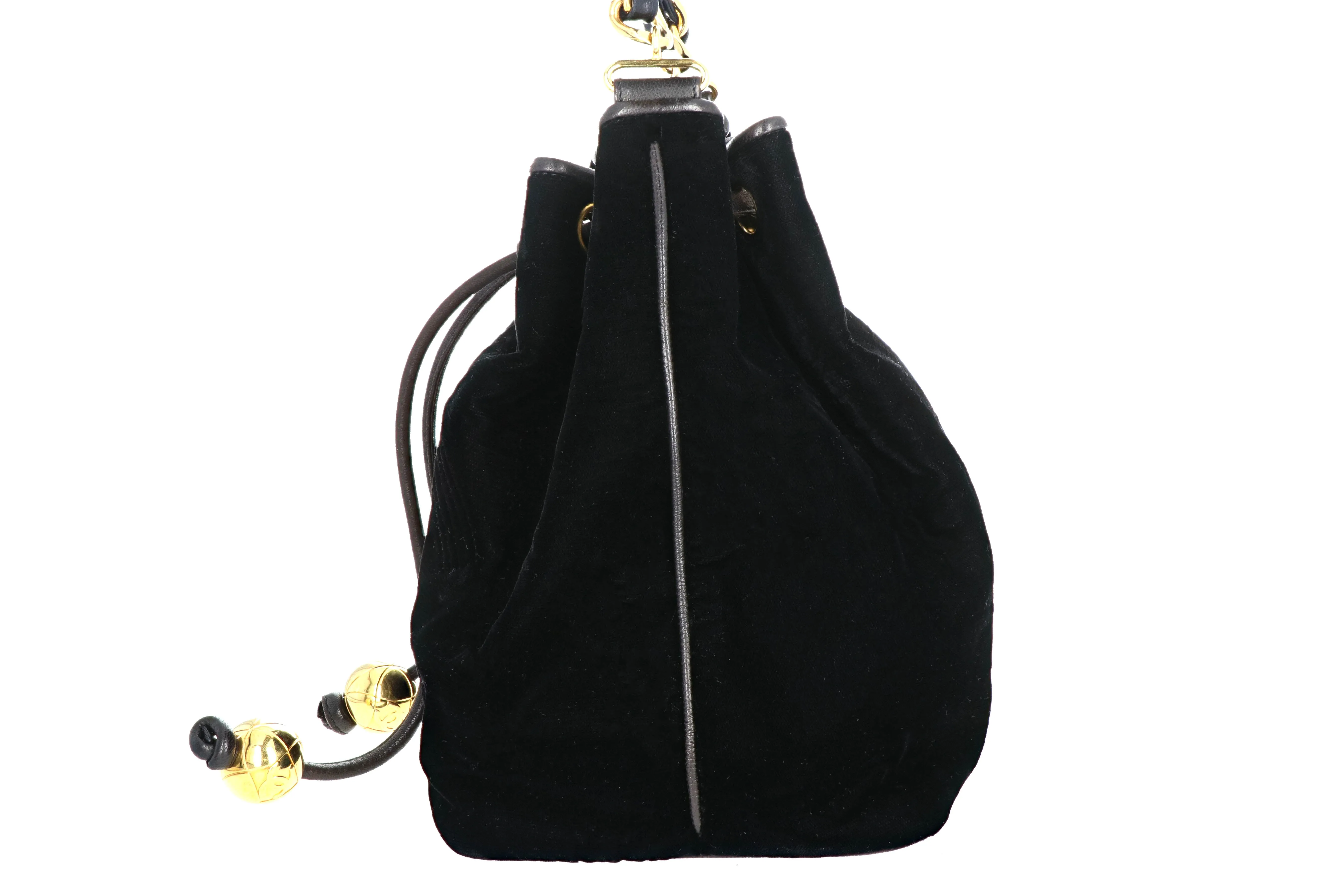 Vintage Chanel Black Velvet Bucket Bag