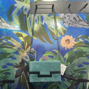 Vintage: Charles Jourdan Teal Suede Flap Bag with Leather Long Strap