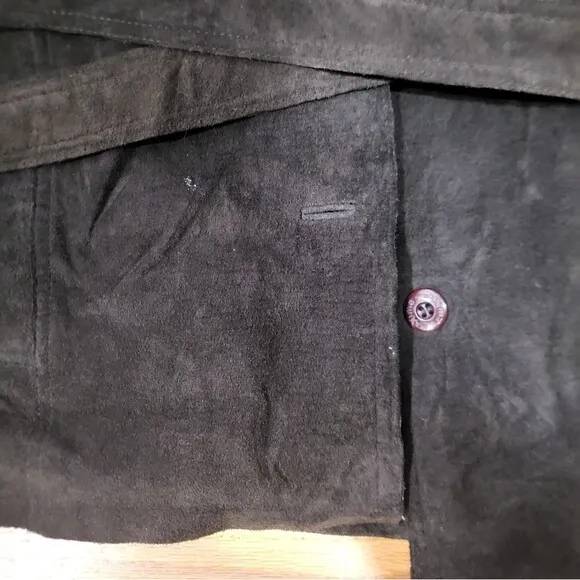Vintage Dark Chocolate Brown Suede Leather Lightweight Jacket Sz L Maxima Wilson