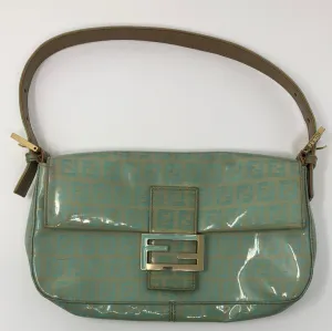 Vintage: Fendi Seafoam Green Patent Leather Logo Baguette